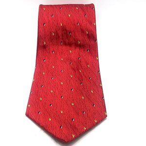 Men's Necktie Echo 100% Silk Red Geometric Pattern 57.5" Length Tie